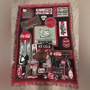 Coca-Cola Retro Design Tapestry Blanket in Red and Green